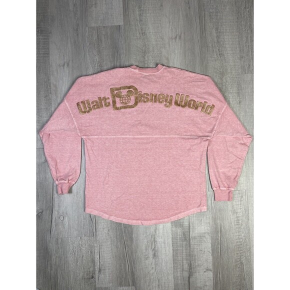 Disney Tops - Walt Disney World Pink Rose Gold Glitter Spirit Jersey Oversized T-Shirt Sz S /R